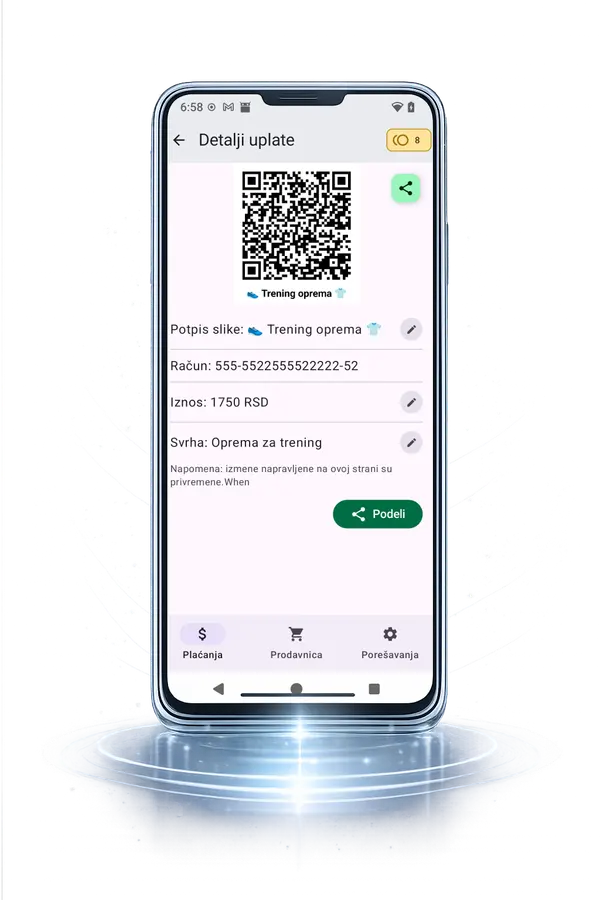 Prikaz generisanog IPS QR koda